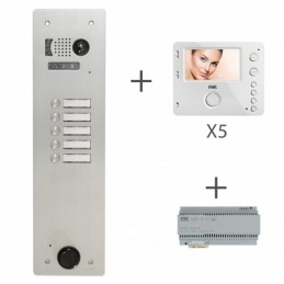 KIT VIDEO ALU 1R 5 BP 2 VOICE PROGRAMMÉ URMET KV83/105