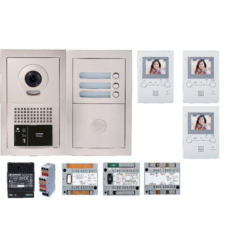 Pack vidéo GTBV3E 3 boutons avec 3 moniteurs GT1M3 programmés Aipho...