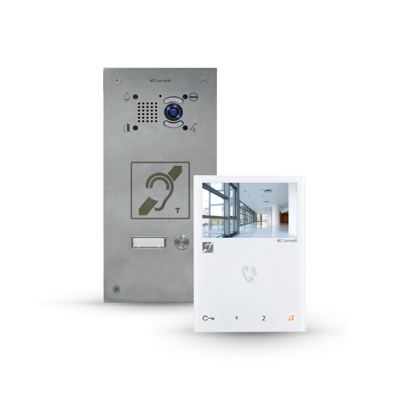 Kit Vidéo Mini HF- Wi Fi ET Platine 1 Bouton BM Intégrée Comelit 8601