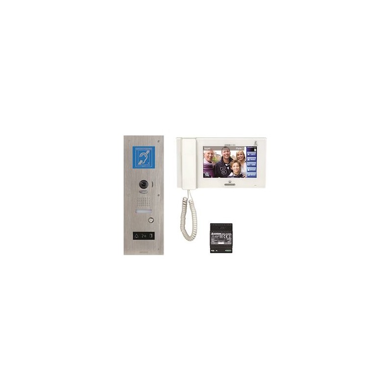 Kit vidéo accessibilité avec boucle magnétique platine inox Aiphone JPDVFLBM