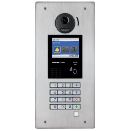 Platine vidéo Aiphone monobloc encastrée inox à défilement