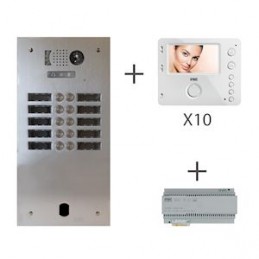 Kit Video Alu 2R 10 Bp 2 Voice Programmé Urmet KV83/210