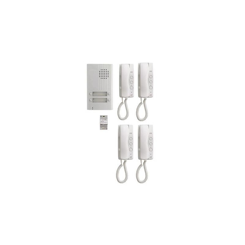 Kit audio platine alu saillie 4 BP 4 combinés et 1 transfo Aiphone KITDA4