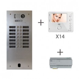 Kit Vidéo Alu 2R 14 BP 2 Voice Programmé Urmet KV83/214