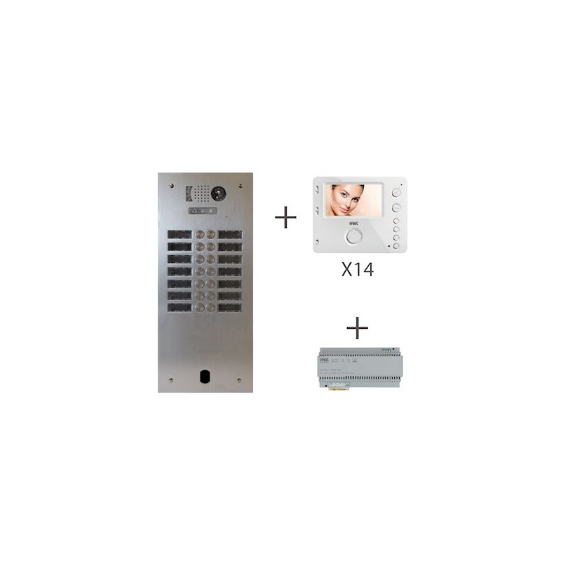 Kit Vidéo Alu 2R 14 BP 2 Voice Programmé Urmet KV83/214