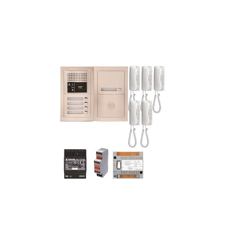 Pack audio pour 5 logements encastré avec 5 combinés Aiphone GTBA5E