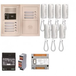 Pack audio pour 7 logements encastré avec 7 combinés Aiphone GTBA7E