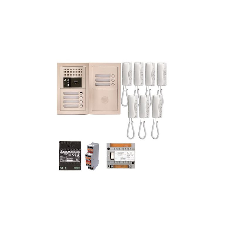 Pack audio pour 7 logements encastré avec 7 combinés Aiphone GTBA7E