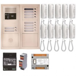 Pack audio pour 10 logements encastré avec 10 combinés Aiphone GTBA10E