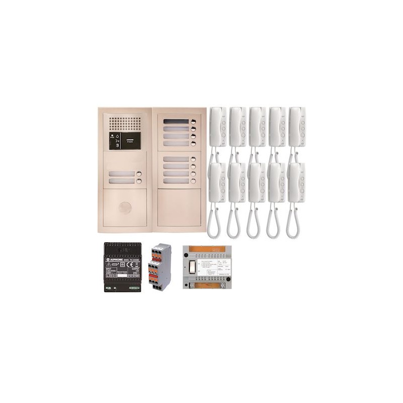 Pack audio pour 10 logements encastré avec 10 combinés Aiphone GTBA10E